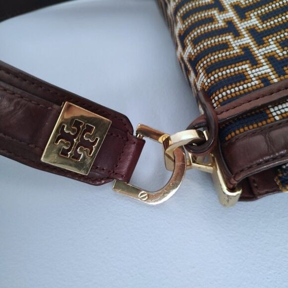 Tory Burch RARE 2011 collection runway leather/woven shoulder bag w/mirror EUC - Picture 5 of 15